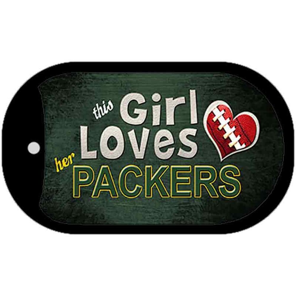 This Girl Loves Her Packers Dog Tag Necklace NFL Super Bowl Green Bay New WI